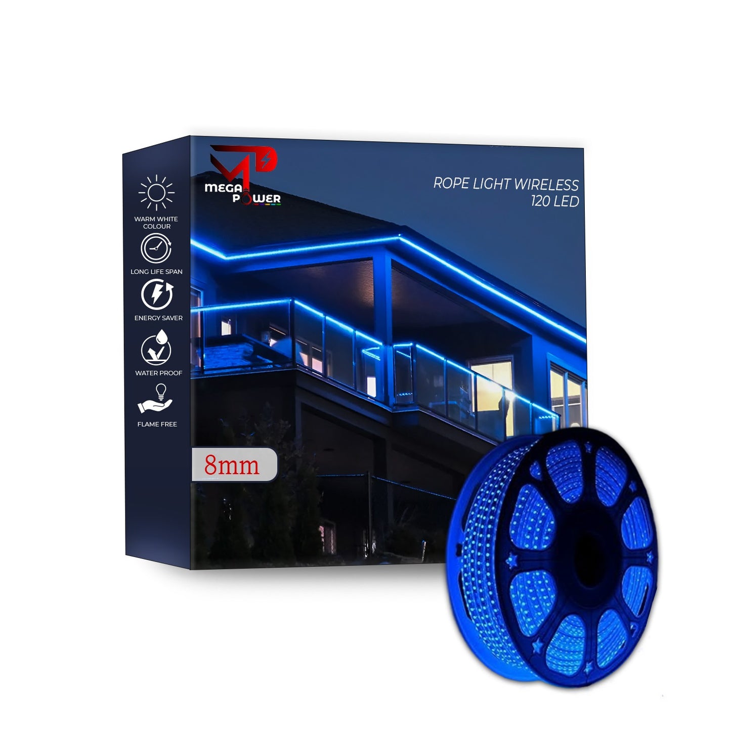 Mega Power Wireless 8mm Rope Light – 120 LEDs/m