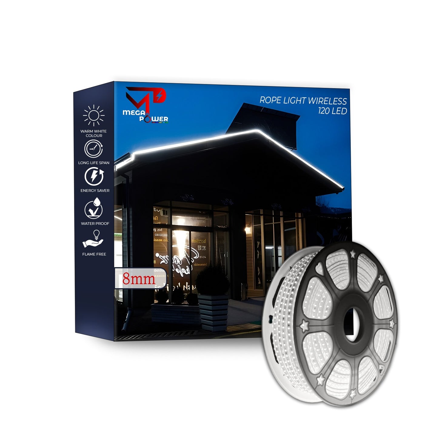 Mega Power Wireless 8mm Rope Light – 120 LEDs/m