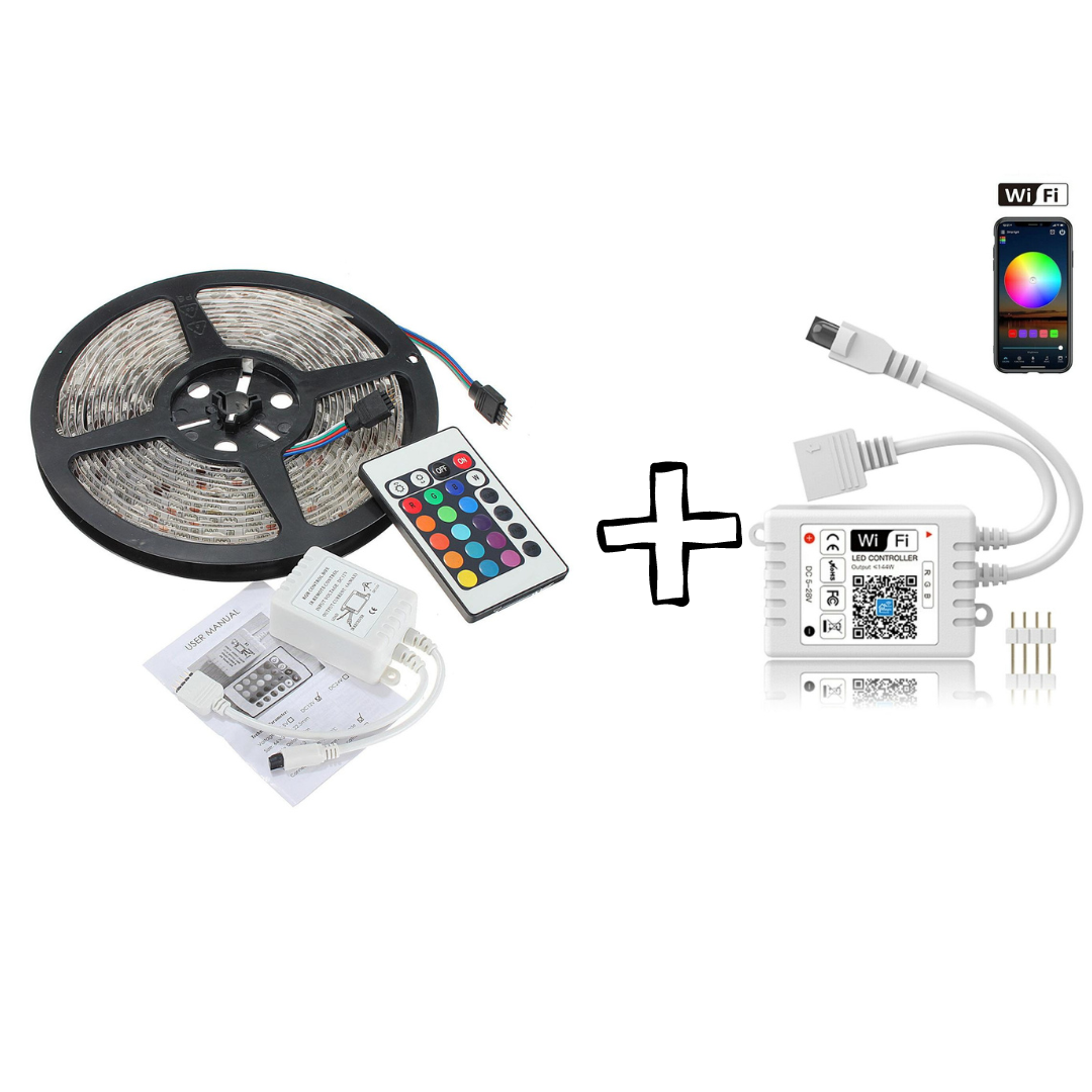 Mega Power LED RGB 5050 Strip light with Wifi controlled device.