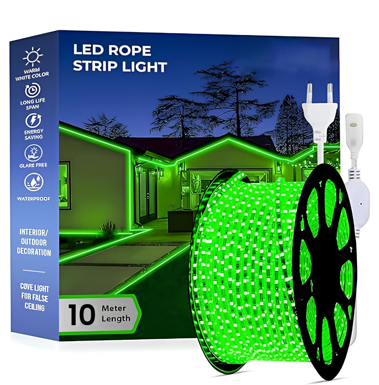 Mega Power LED Green Rope Light, 220V, 10 meters-70 meters with lead