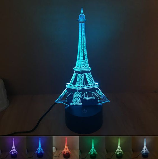 میگا پاور ایفل ٹاور لائٹ بیس RGB 3D لیمپ۔ 