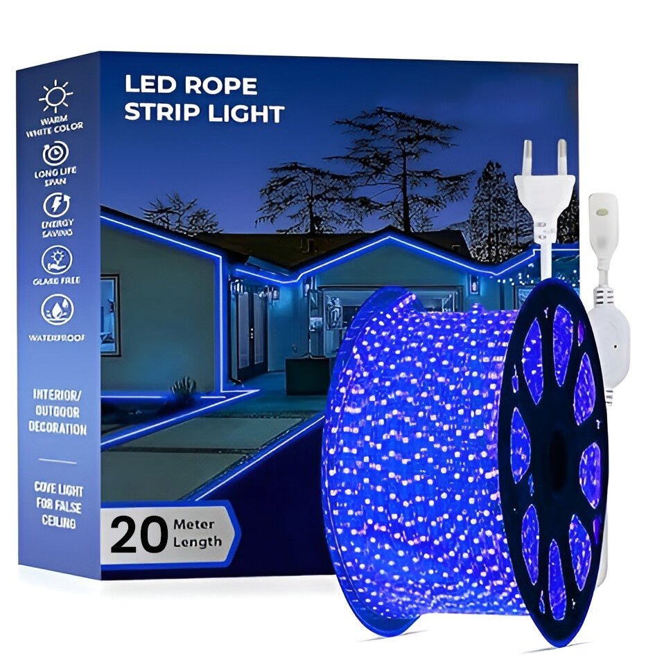 Mega Power LED Blue Rope Light, 220V, 10 meters-70 meters with Lead.