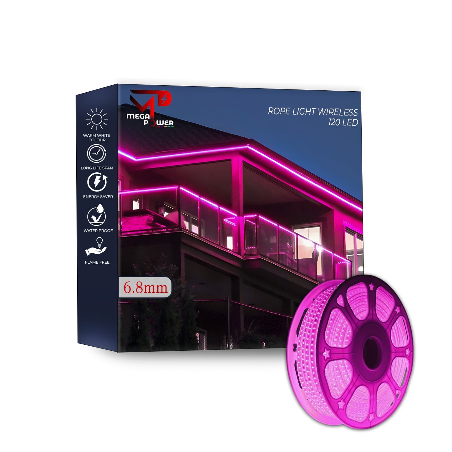 Mega Power Wireless 6.8mm Rope Light – 120 LEDs/m