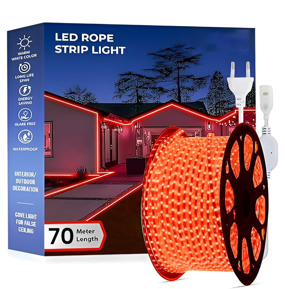 Mega Power Wireless Rope Light, 70 Meters | Flexible, Waterproof, High Brightness LED Strip for Indoor & Outdoor Use