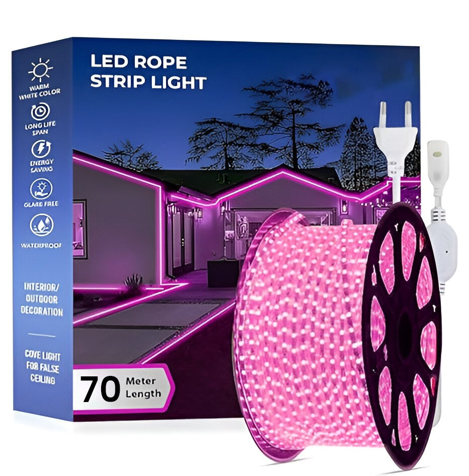 Mega Power LED Pink Rope Light, 220V, 10 meters-70 meters with lead