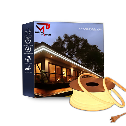 Mega Power COB Rope Light 220v, LED Rope Light, IP65 Flexible Cuttable, for Bedroom Garden Commercial House.
