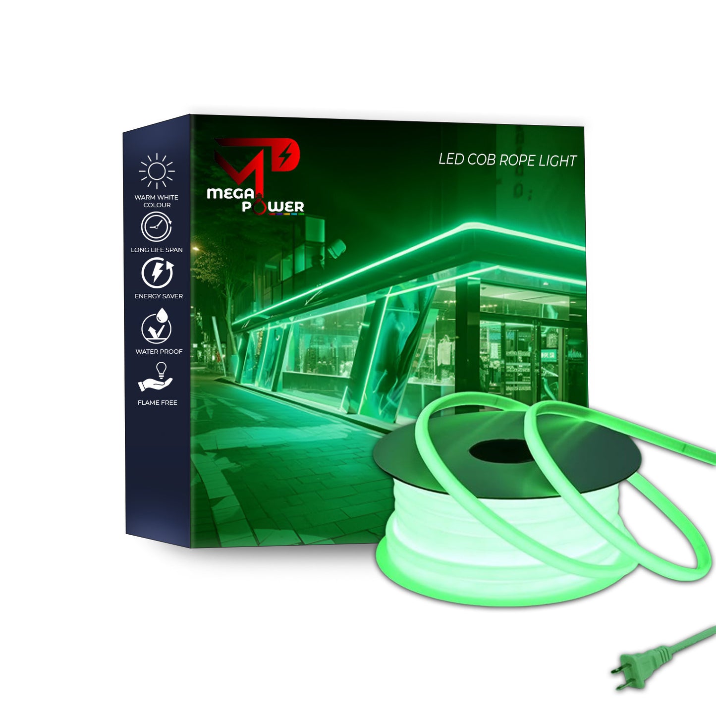 Mega Power COB Rope Light 220v, LED Rope Light, IP65 Flexible Cuttable, for Bedroom Garden Commercial House.