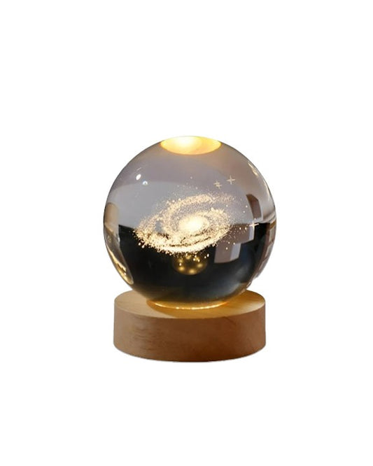 3D Crystal Ball with Solar System Model and LED lamp Base