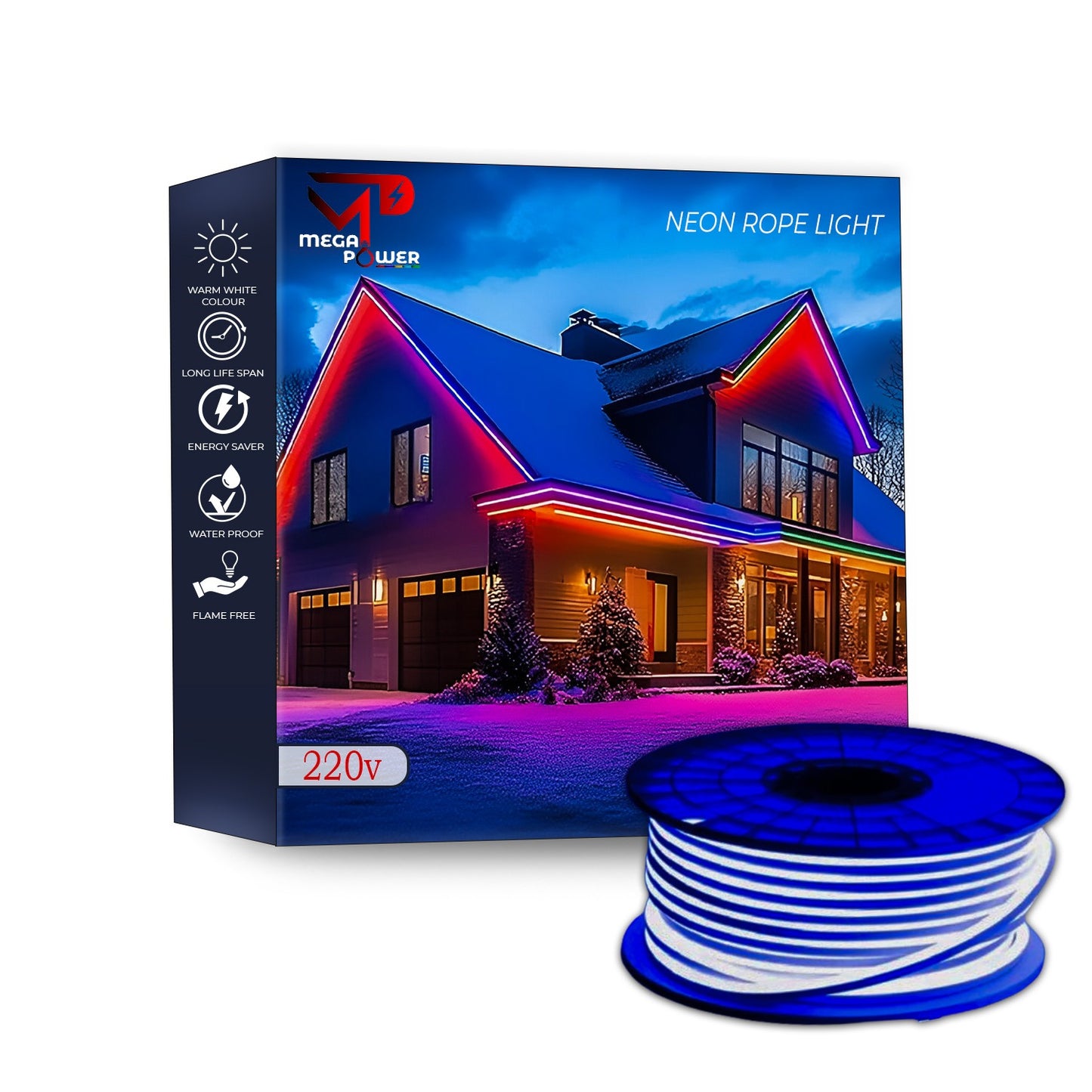 Mega Power Neon Rope Light 220V – Premium LED Flex Strip for Indoor & Outdoor Decorative Lighting