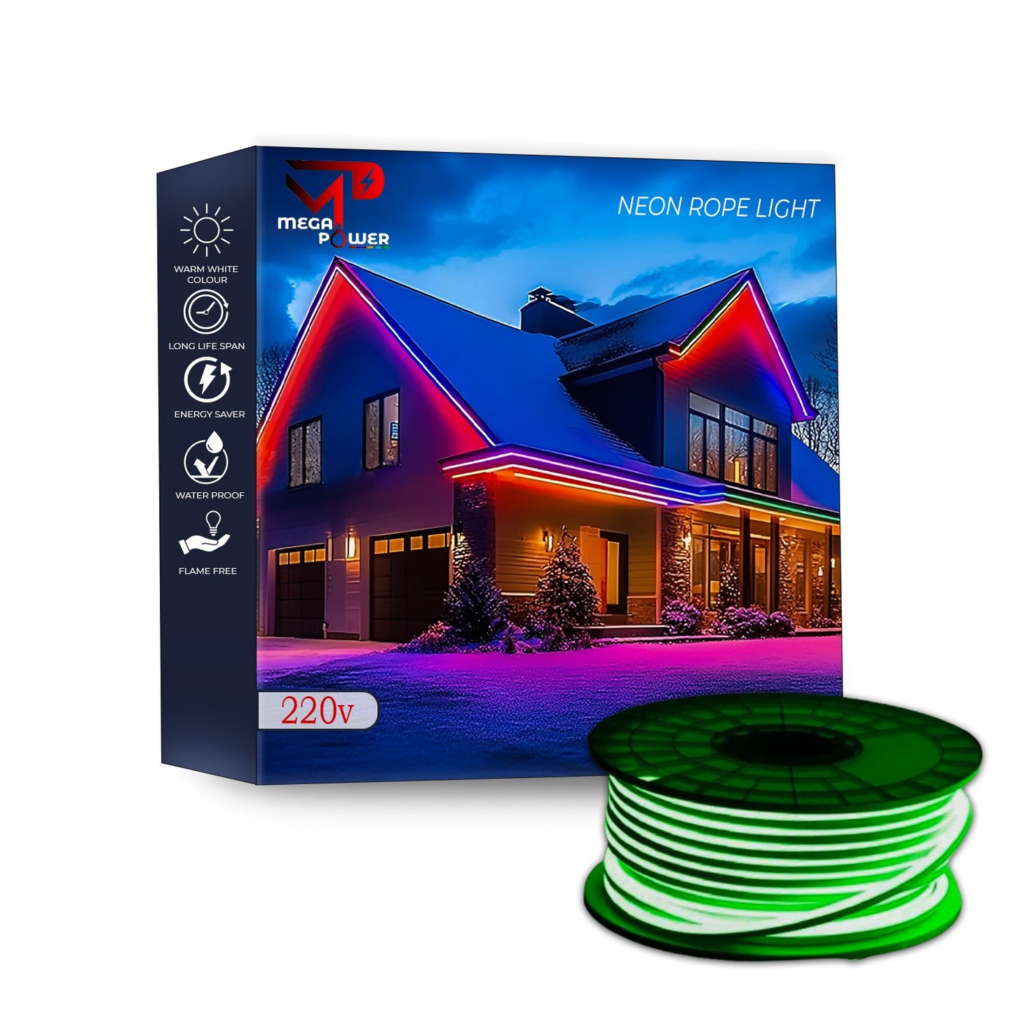 Mega Power Neon Rope Light 220V – Premium LED Flex Strip for Indoor & Outdoor Decorative Lighting