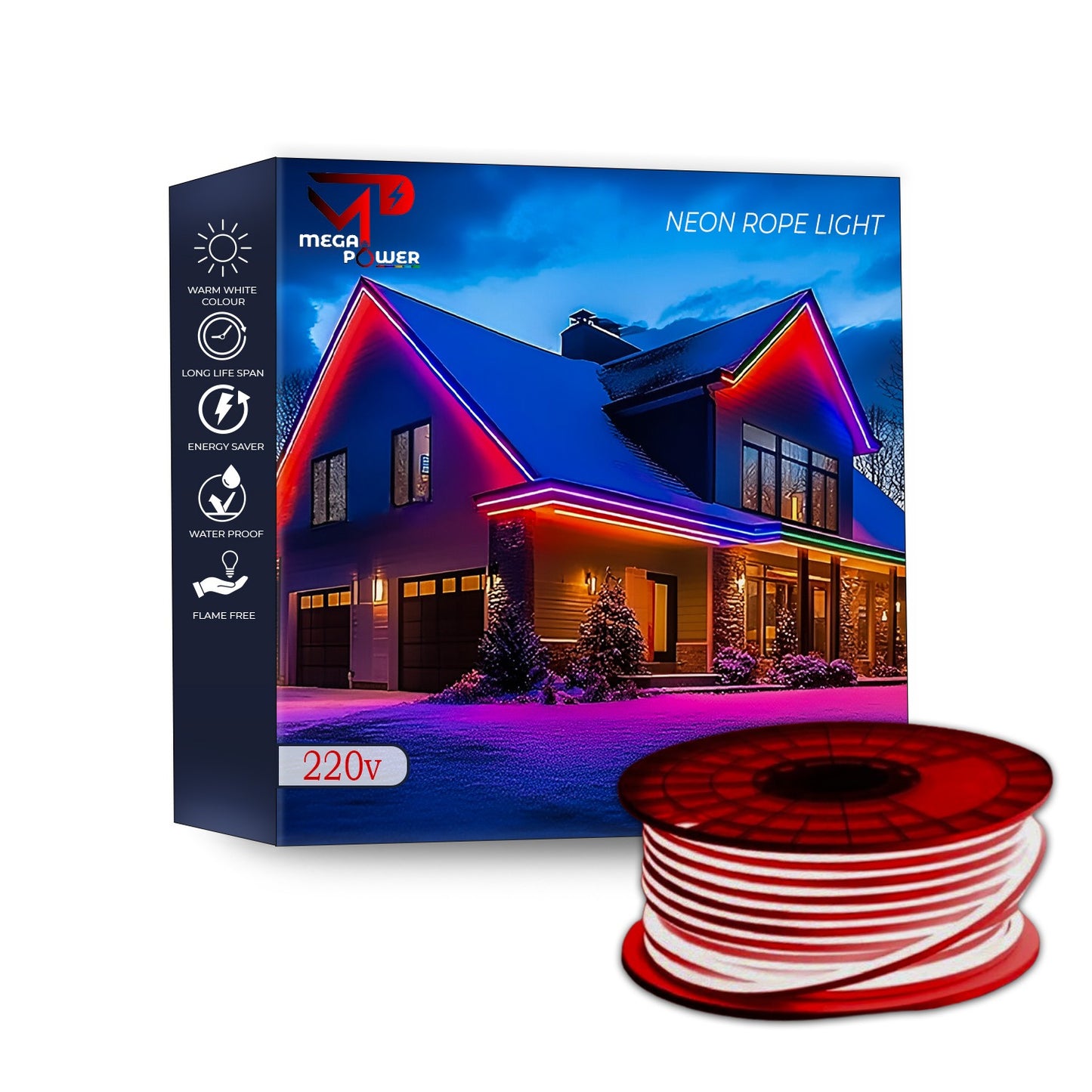 Mega Power Neon Rope Light 220V – Premium LED Flex Strip for Indoor & Outdoor Decorative Lighting