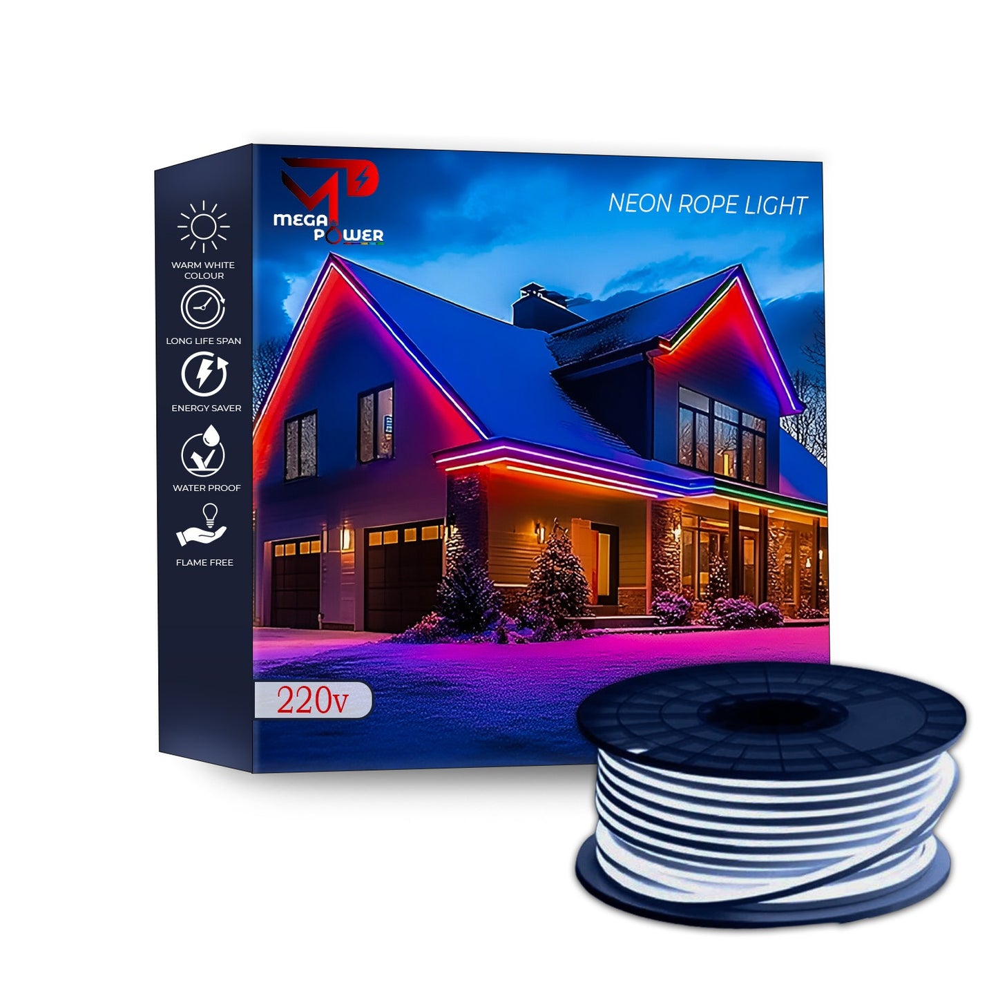 Mega Power Neon Rope Light 220V – Premium LED Flex Strip for Indoor & Outdoor Decorative Lighting